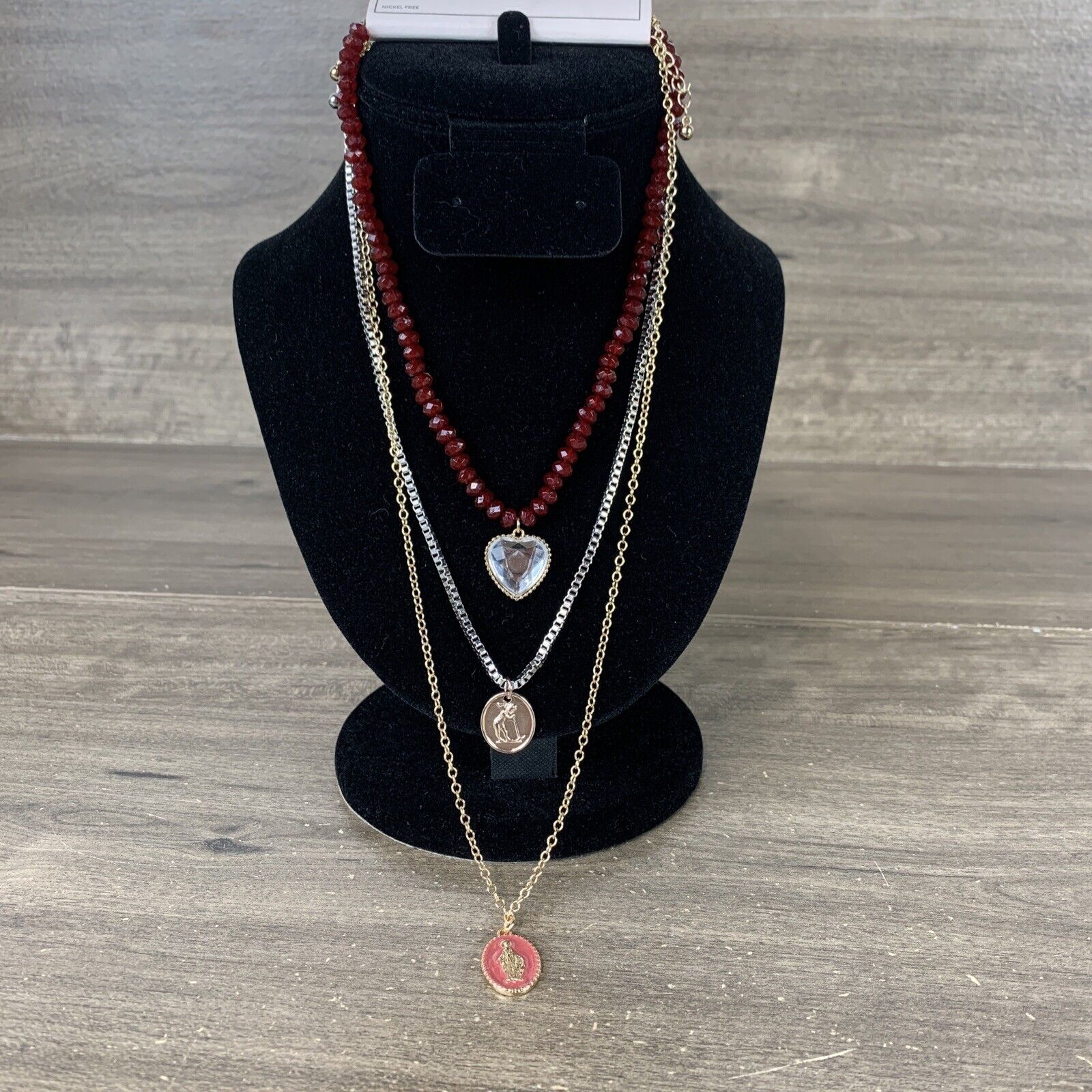 Melrose And Market Multi-Layer Long Necklace Set Miraculous Heart Pendant Charm 19$